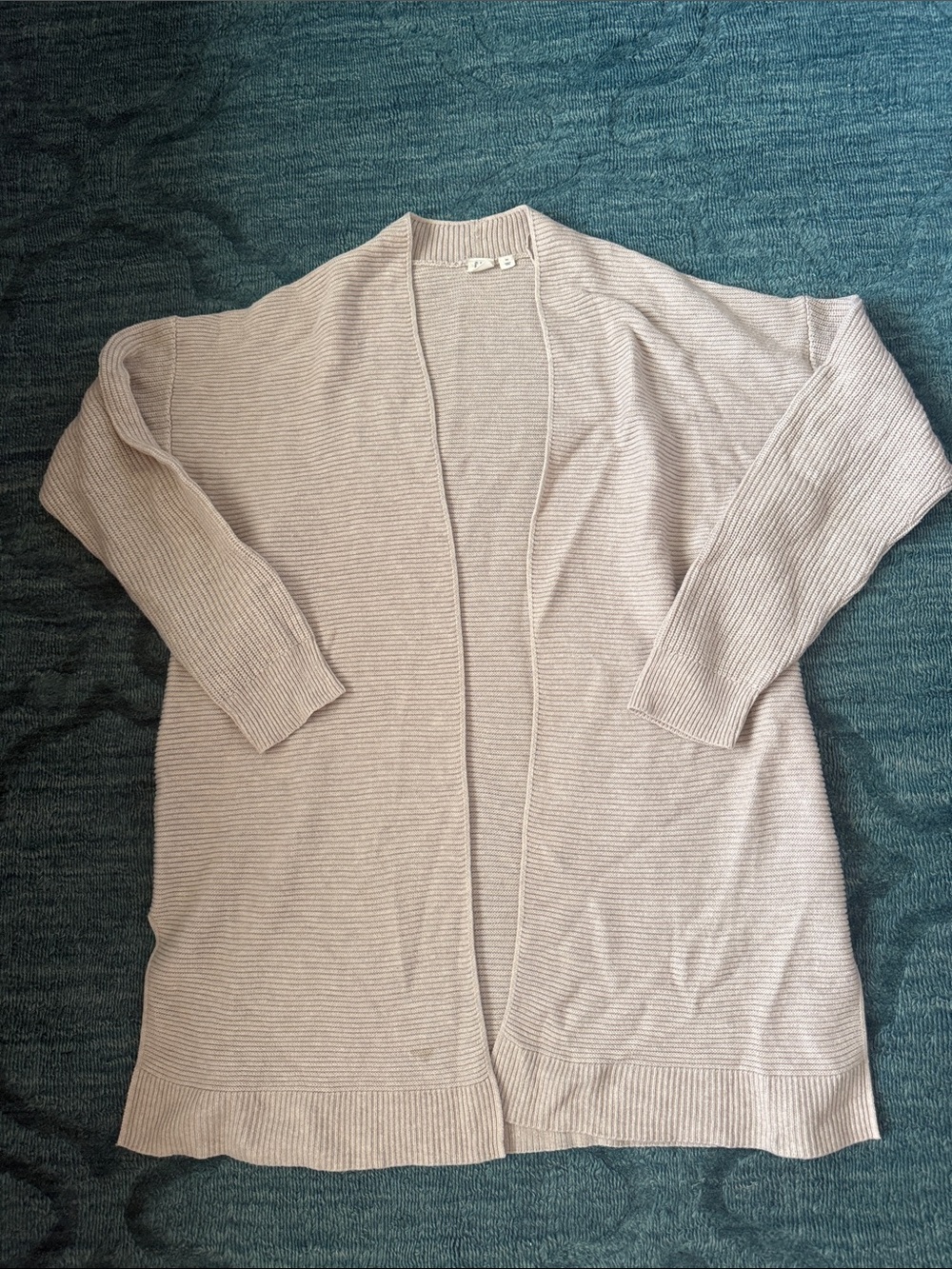 GAP Open-Front Ribbed Cardigan - Light Beige
